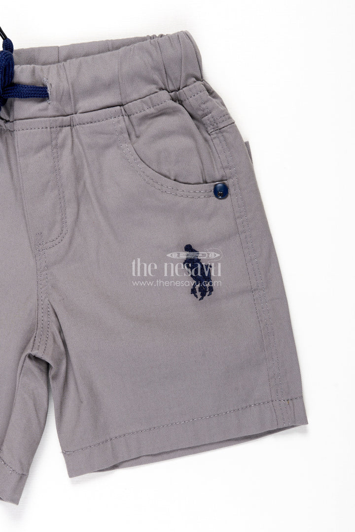 Classic Grey Boys Performance Shorts with Iconic Embroidery