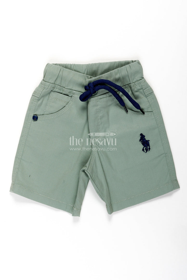 Boys Khaki Cotton Shorts with Adjustable Drawstring and Functional Pockets