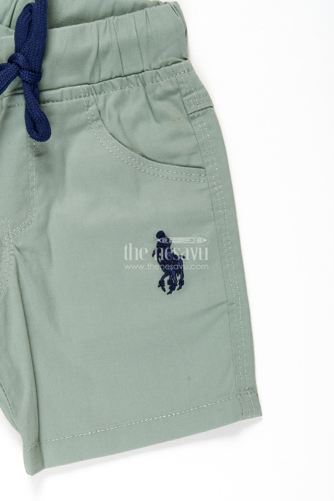 Boys Khaki Cotton Shorts with Adjustable Drawstring and Functional Pockets