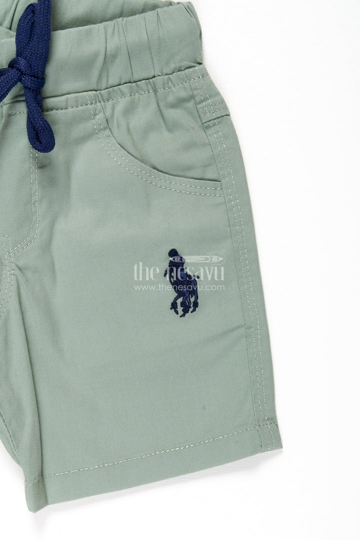 Boys Khaki Cotton Shorts with Adjustable Drawstring and Functional Pockets