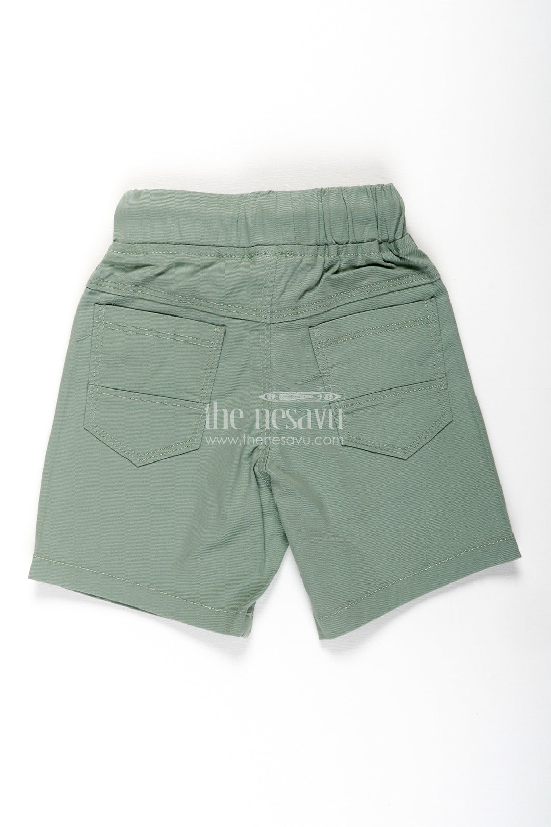 Boys Khaki Cotton Shorts with Adjustable Drawstring and Functional Pockets