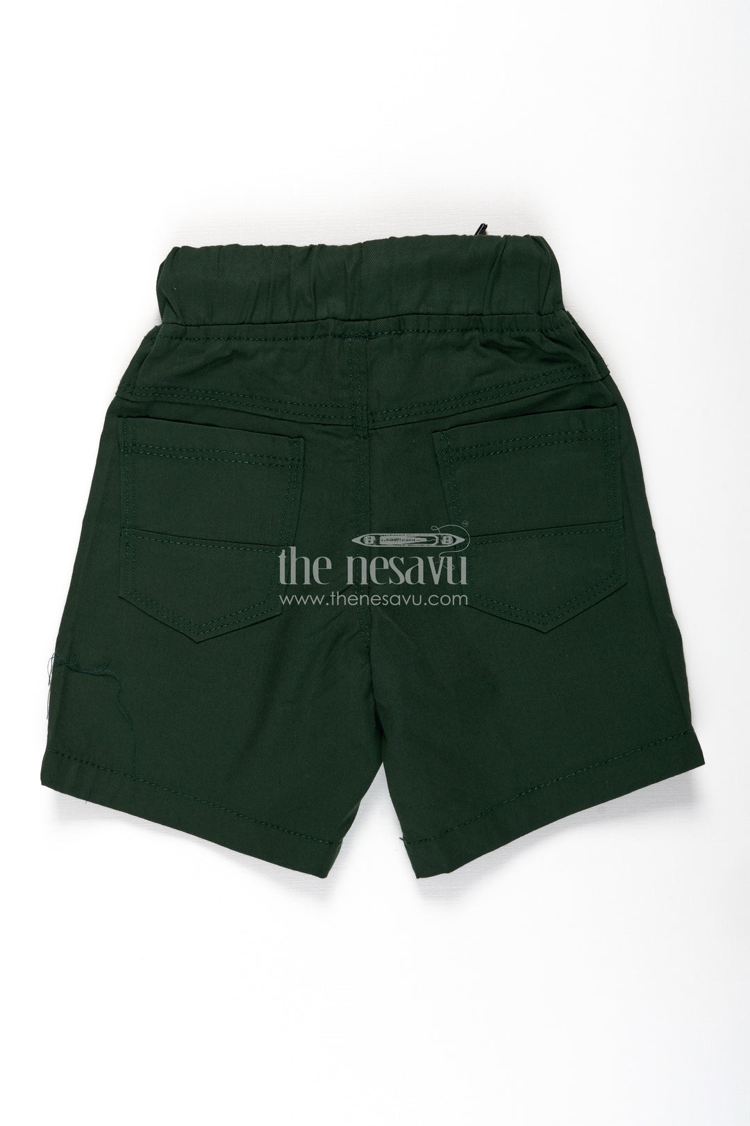 Boys Stylish Black Cotton Shorts with Elastic Waistband and Drawstring