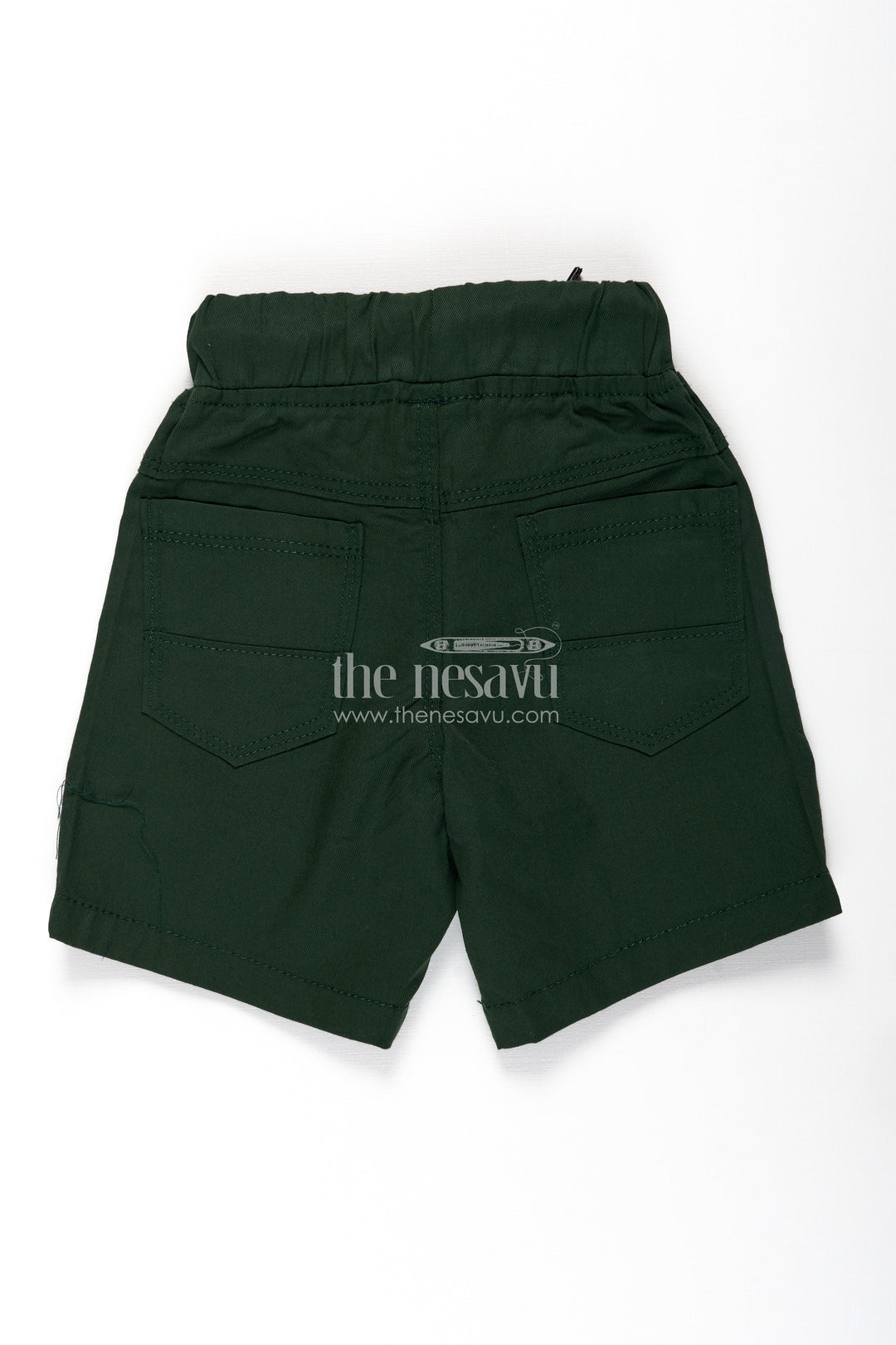 Boys Stylish Black Cotton Shorts with Elastic Waistband and Drawstring