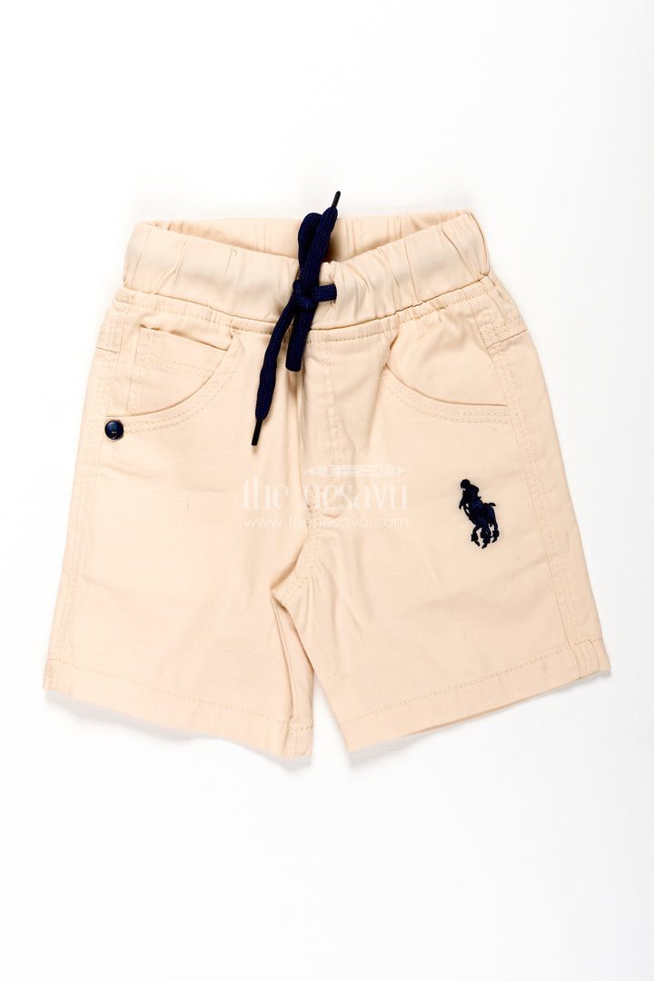 Beige Shorts for Boys in Soft Cotton with Drawstring Waist and Side Pockets for Everyday Comfort