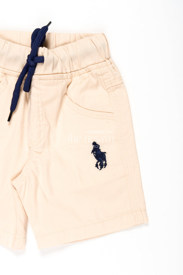 Beige Shorts for Boys in Soft Cotton with Drawstring Waist and Side Pockets for Everyday Comfort