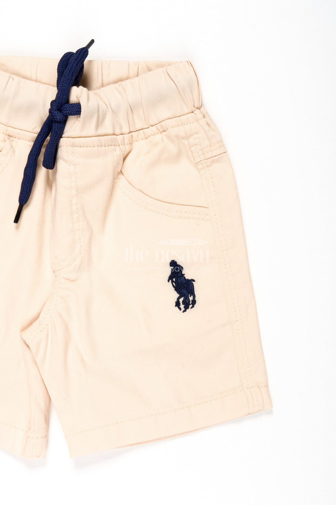 Beige Shorts for Boys in Soft Cotton with Drawstring Waist and Side Pockets for Everyday Comfort