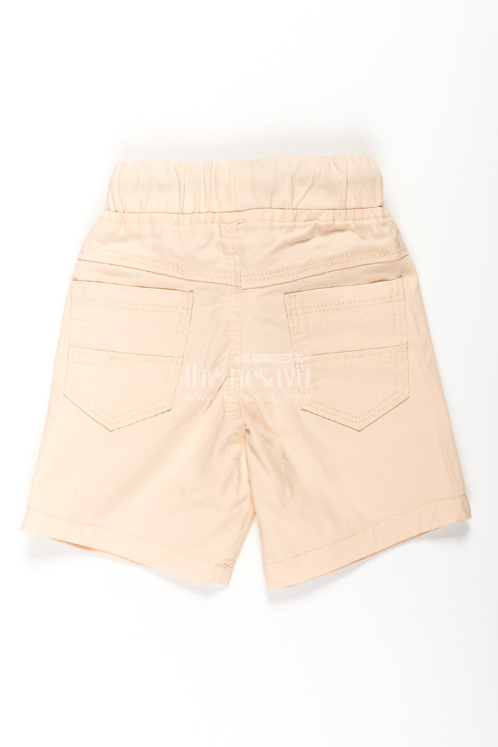 Beige Shorts for Boys in Soft Cotton with Drawstring Waist and Side Pockets for Everyday Comfort