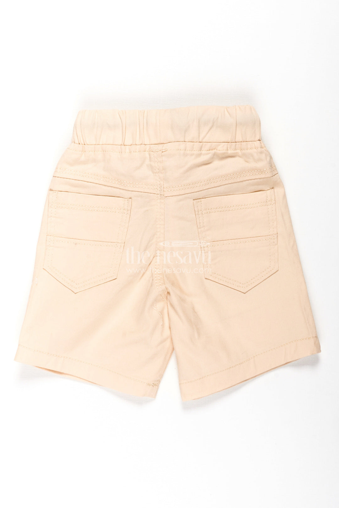 Beige Shorts for Boys in Soft Cotton with Drawstring Waist and Side Pockets for Everyday Comfort