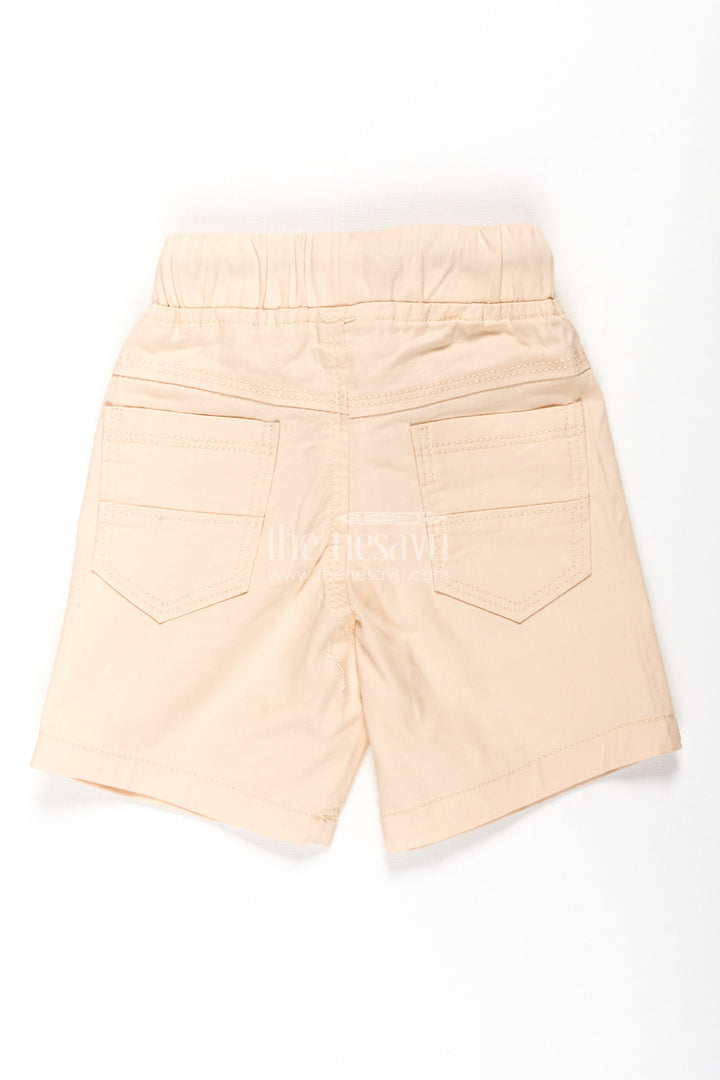 Beige Shorts for Boys in Soft Cotton with Drawstring Waist and Side Pockets for Everyday Comfort