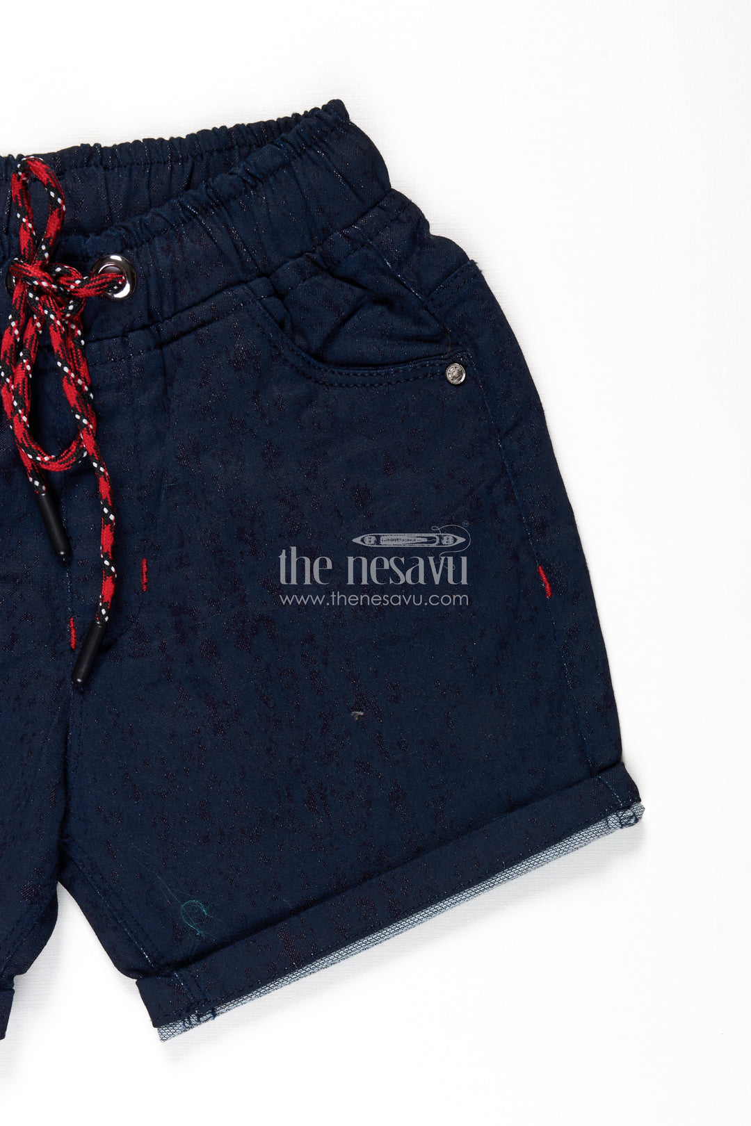 Junior Boxer Shorts for Boys in Navy Cotton with Drawstring and Rolled Hems for a Sporty Look