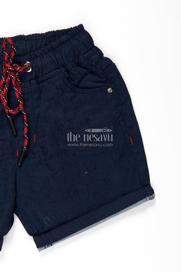 Junior Boxer Shorts for Boys in Navy Cotton with Drawstring and Rolled Hems for a Sporty Look