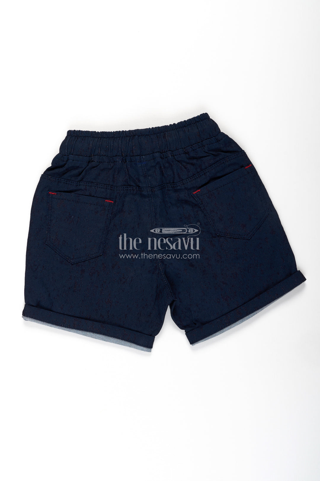 Junior Boxer Shorts for Boys in Navy Cotton with Drawstring and Rolled Hems for a Sporty Look