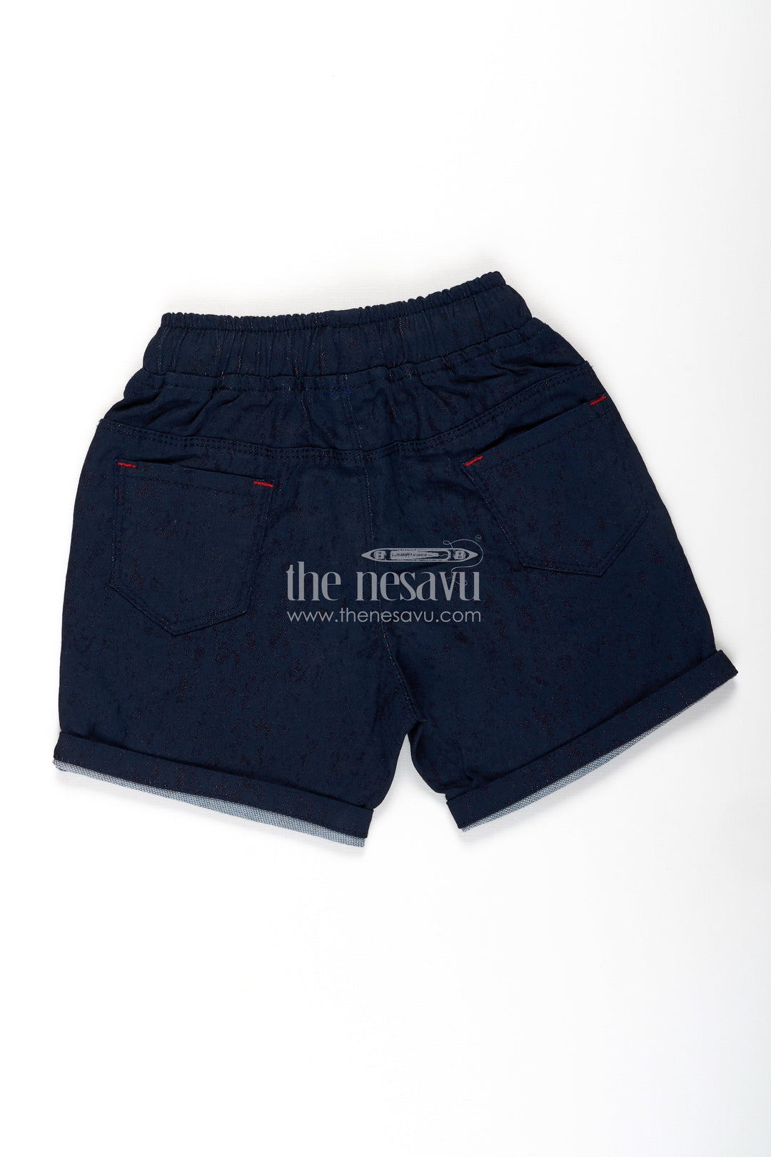 Junior Boxer Shorts for Boys in Navy Cotton with Drawstring and Rolled Hems for a Sporty Look