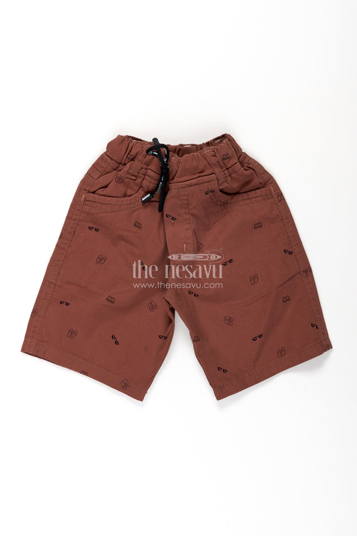 Boys Cotton Casual Wear Shorts with All Over Digital Print and Drawstring Waistband