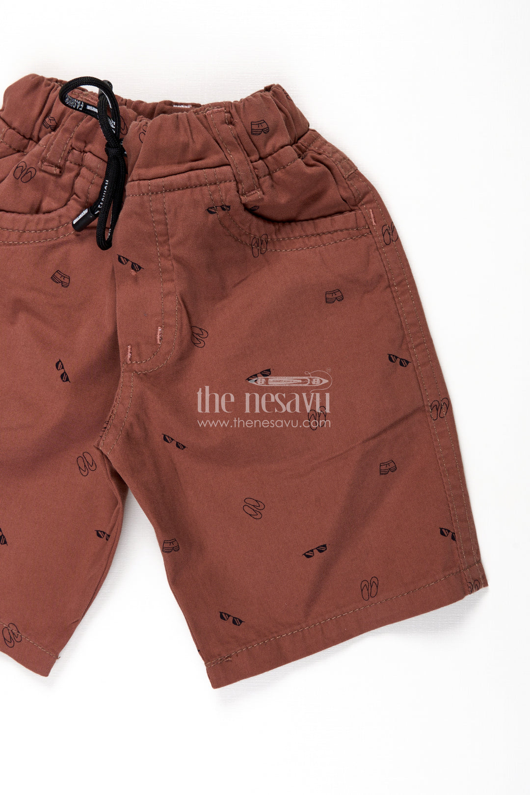 Boys Cotton Casual Wear Shorts with All Over Digital Print and Drawstring Waistband