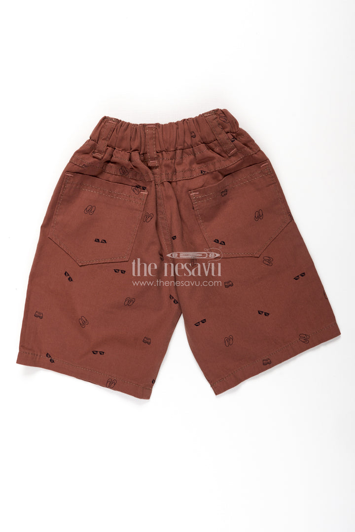Boys Cotton Casual Wear Shorts with All Over Digital Print and Drawstring Waistband