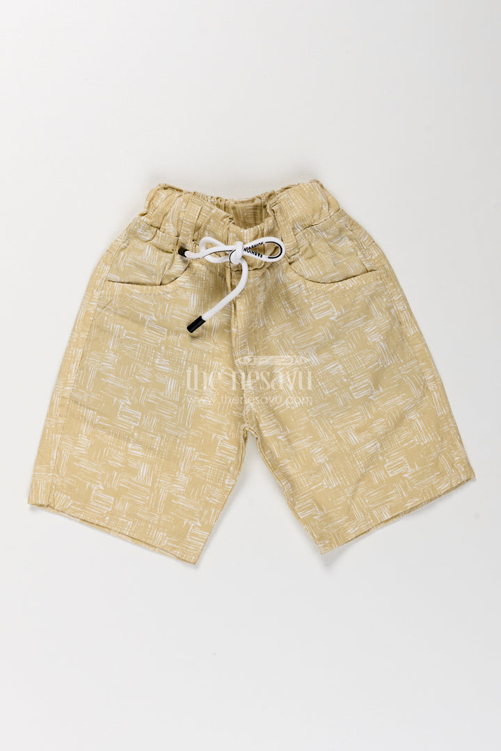 Boys Cotton casual shorts outfit with Abstract Digital Print and Soft Drawstring Fit