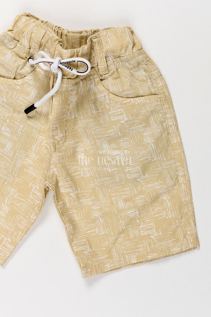 Boys Cotton casual shorts outfit with Abstract Digital Print and Soft Drawstring Fit