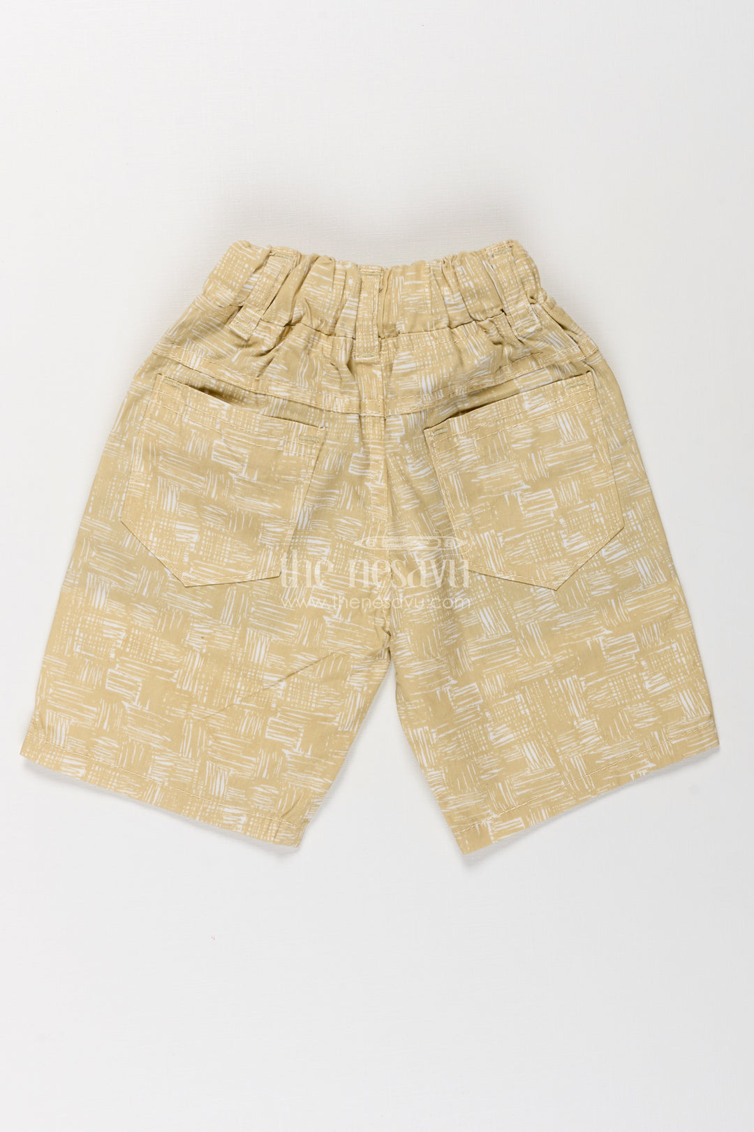 Boys Cotton casual shorts outfit with Abstract Digital Print and Soft Drawstring Fit