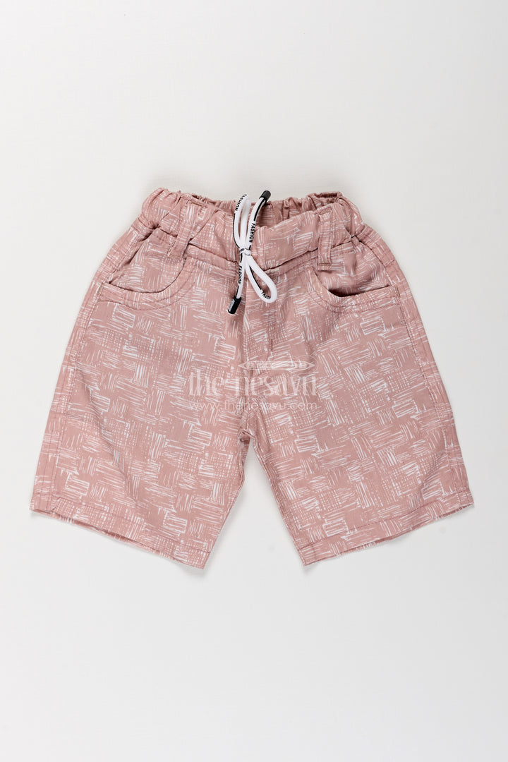 Boys Printed Shorts in Soft Cotton with Artistic Digital Pattern and Adjustable Waist