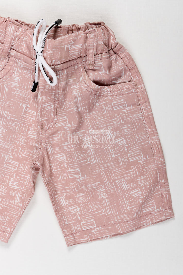 Boys Printed Shorts in Soft Cotton with Artistic Digital Pattern and Adjustable Waist