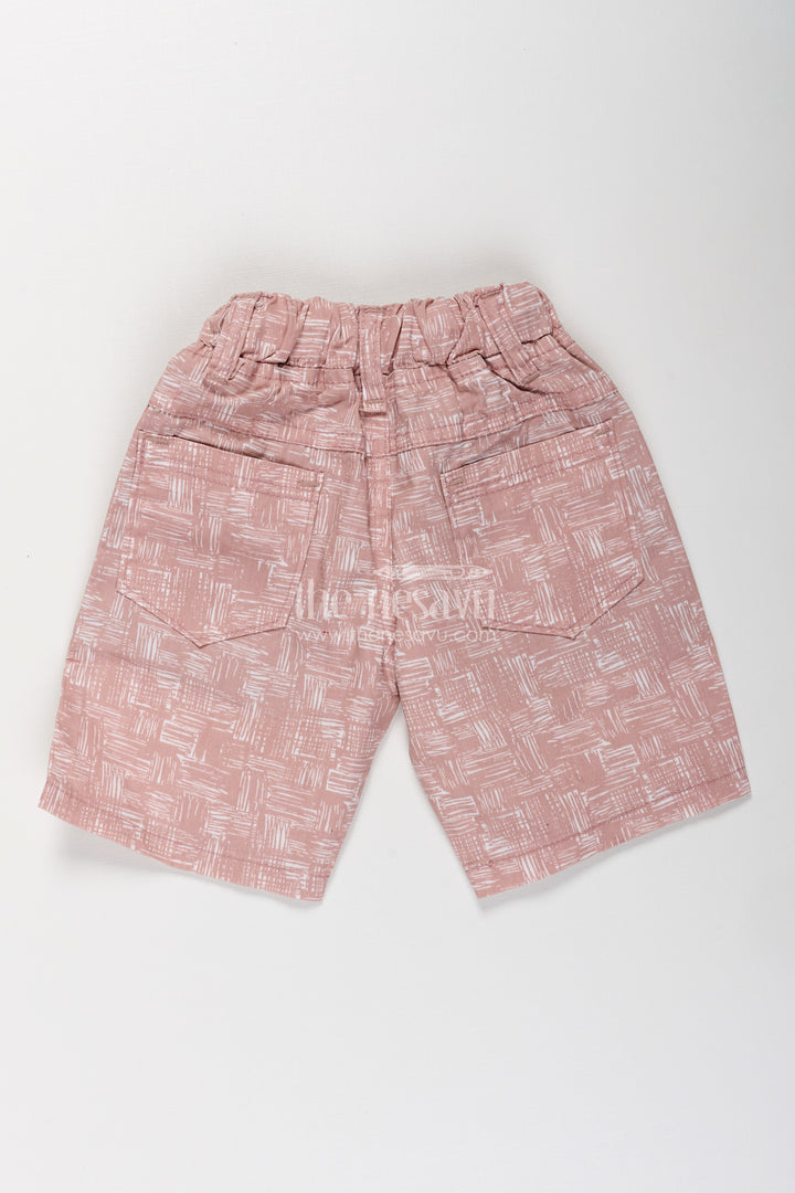 Boys Printed Shorts in Soft Cotton with Artistic Digital Pattern and Adjustable Waist