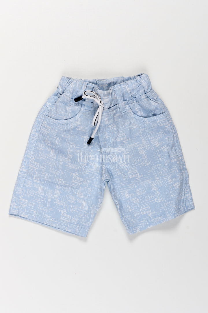 Boys Cotton blue shorts with Digital Print and Adjustable Drawstring for Playful Comfort