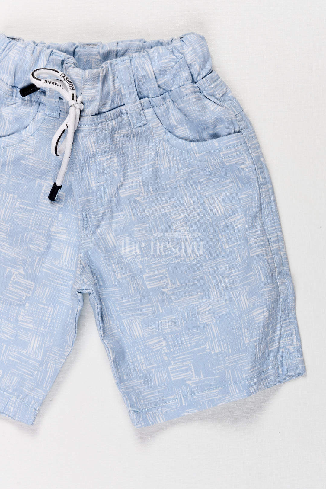 Boys Cotton blue shorts with Digital Print and Adjustable Drawstring for Playful Comfort