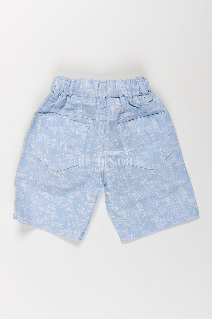 Boys Cotton blue shorts with Digital Print and Adjustable Drawstring for Playful Comfort
