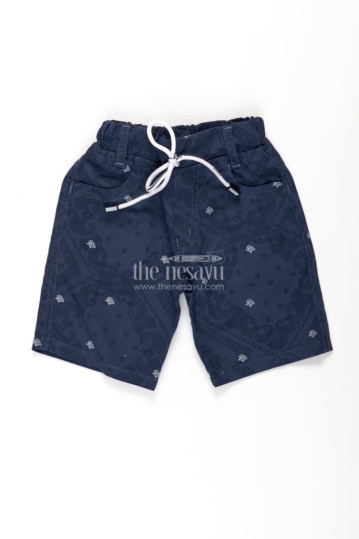 Boys Cotton blue shorts outfit with Paisley Print and Classic Styling for Trendy Everyday Wear