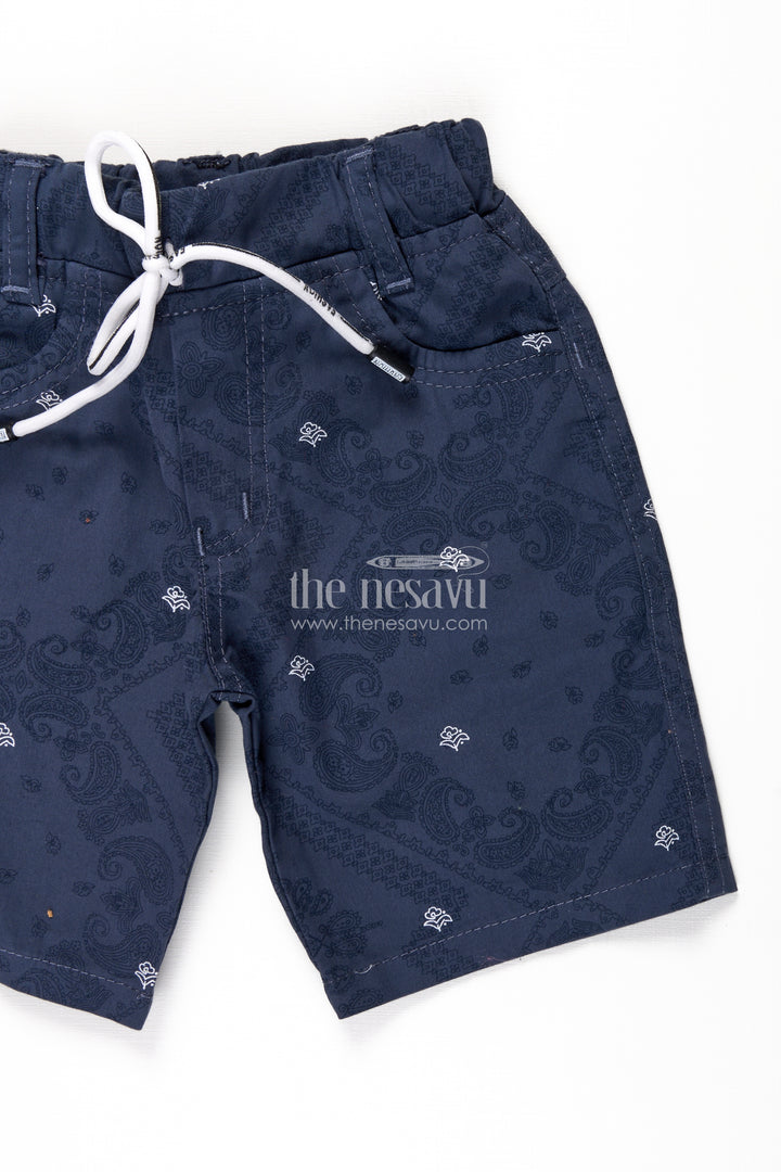 Boys Cotton blue shorts outfit with Paisley Print and Classic Styling for Trendy Everyday Wear