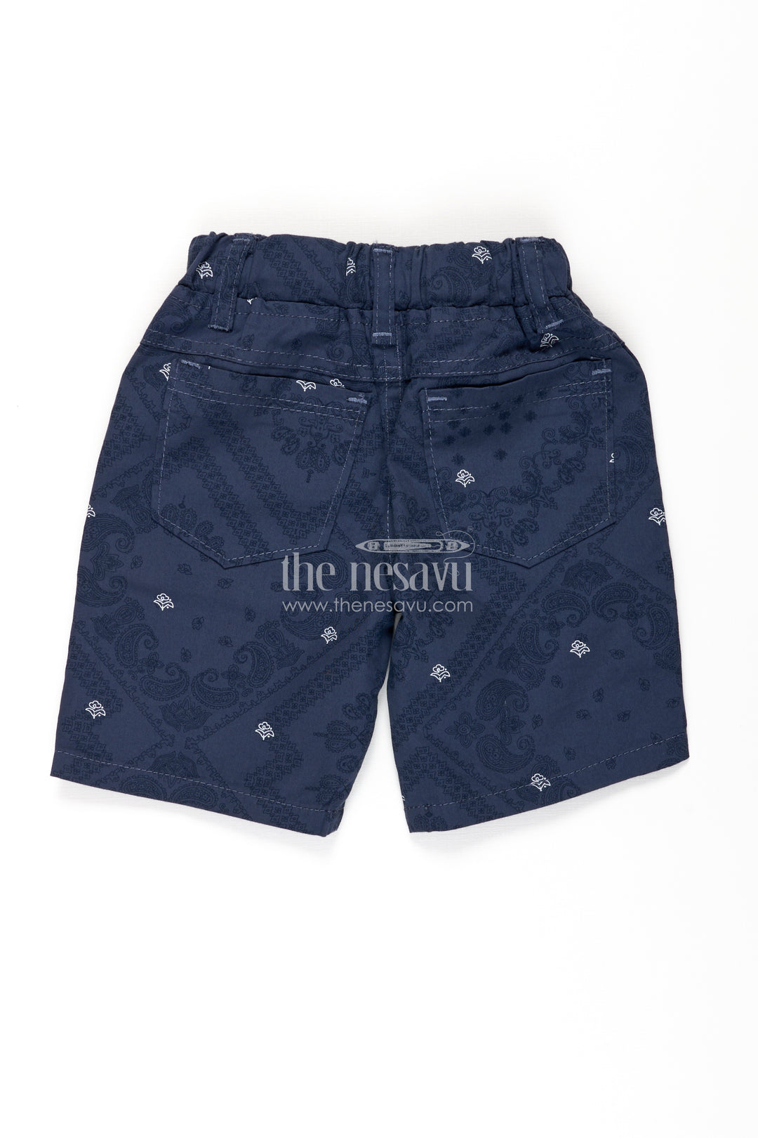 Boys Cotton blue shorts outfit with Paisley Print and Classic Styling for Trendy Everyday Wear
