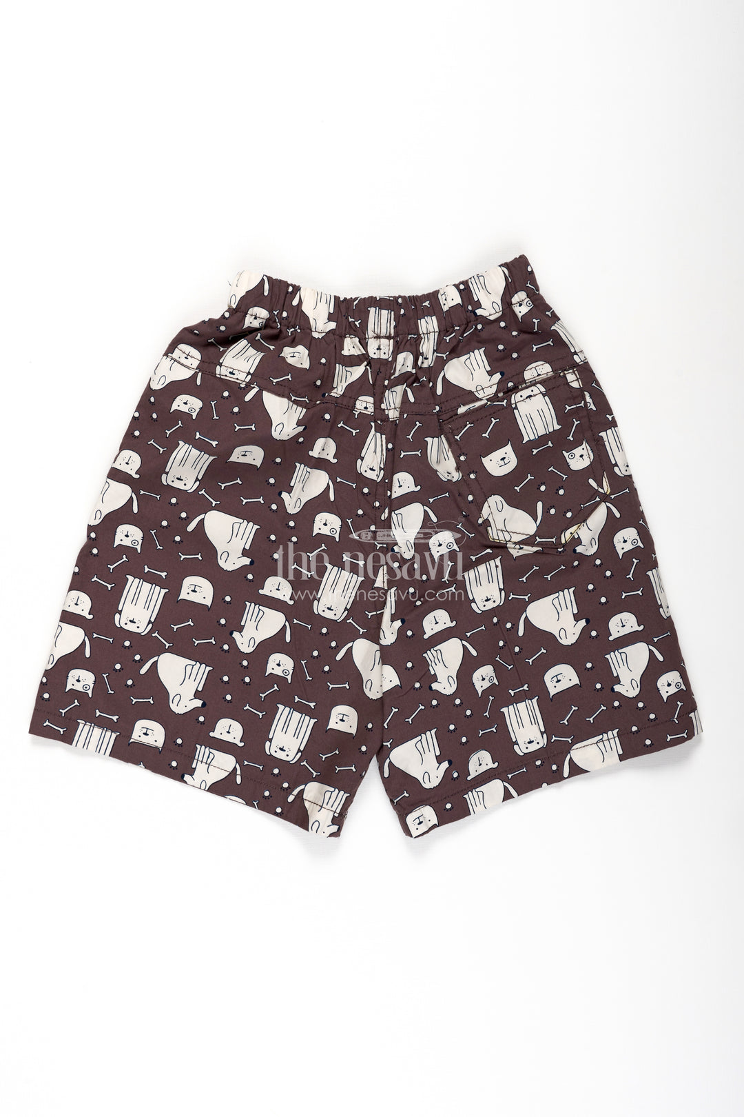 Boys Cotton shorts in Charcoal with Cute Character Motifs and Soft Digital Printed Fabric