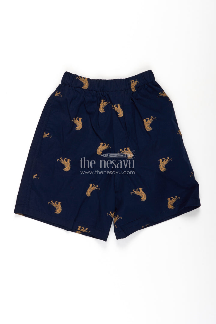 Boys Blue summer shorts in Cotton with Camel Digital Print and Comfortable Elastic Waistband