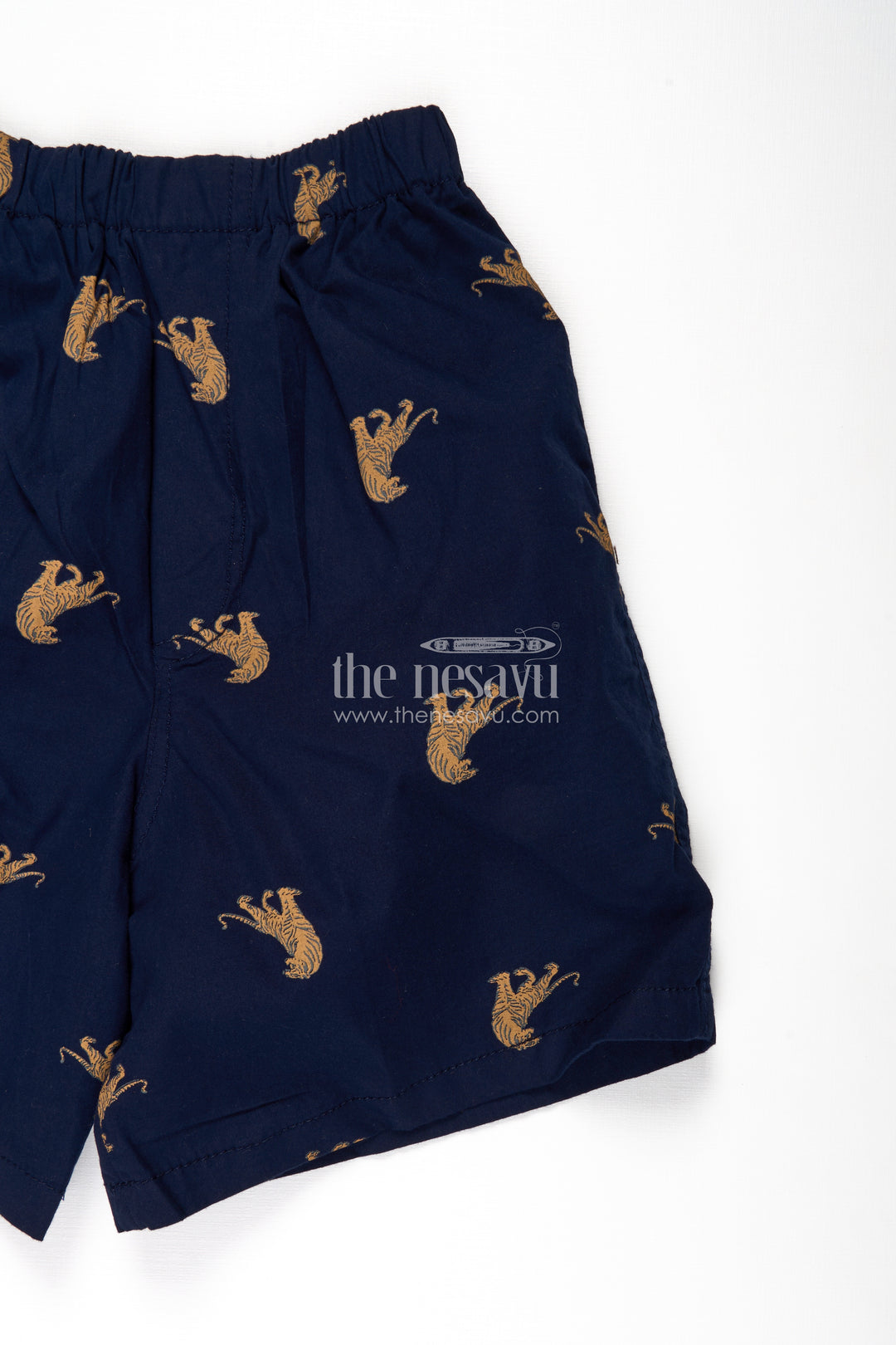Boys Blue summer shorts in Cotton with Camel Digital Print and Comfortable Elastic Waistband