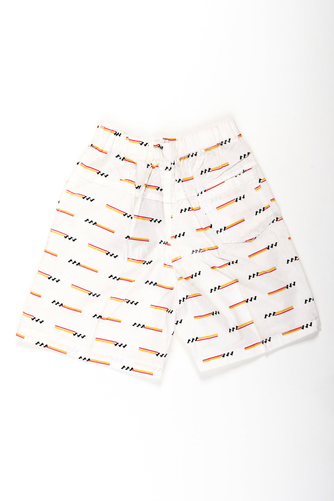 Boys Cotton white shorts with Stripe and Bird Print and Soft Fit Waistband for Casual Comfort