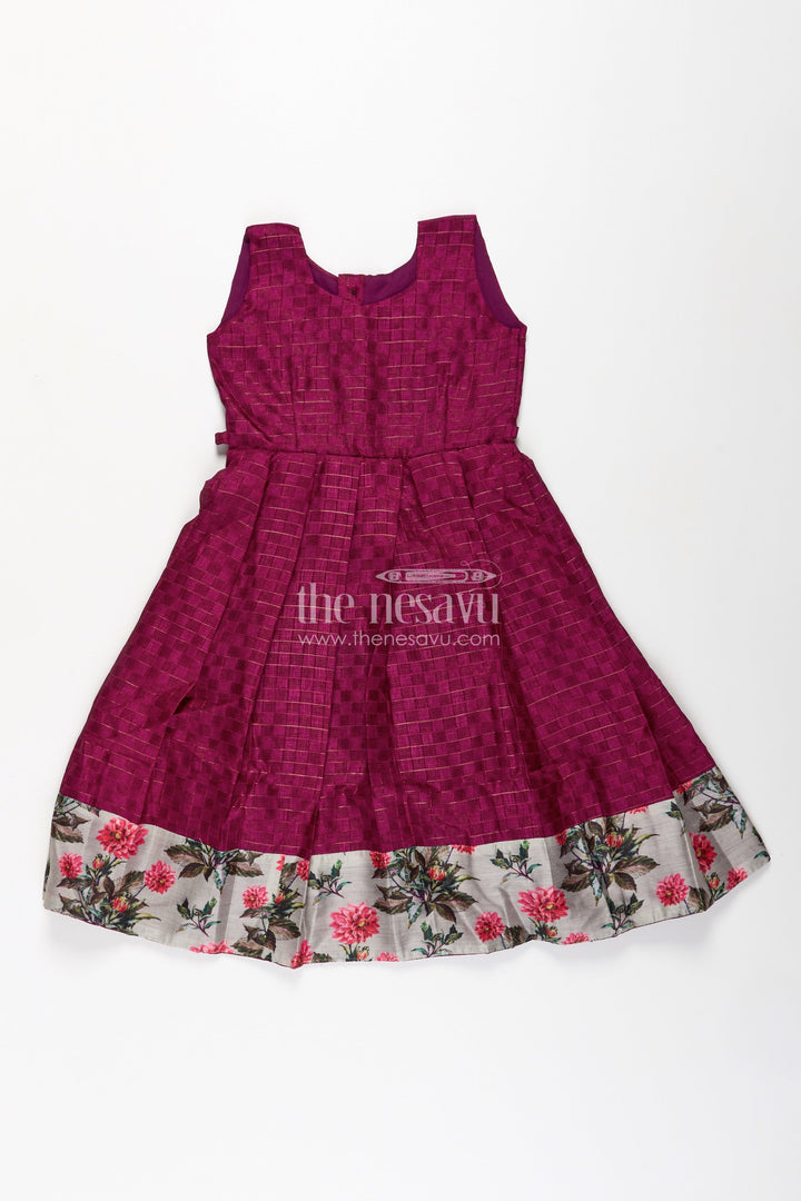 Girls Silk Cotton Gown with Floral Chanderi Overcoat in pink colour gown dress Style