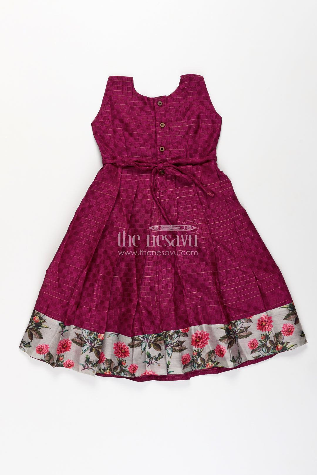 Girls Silk Cotton Gown with Floral Chanderi Overcoat in pink colour gown dress Style