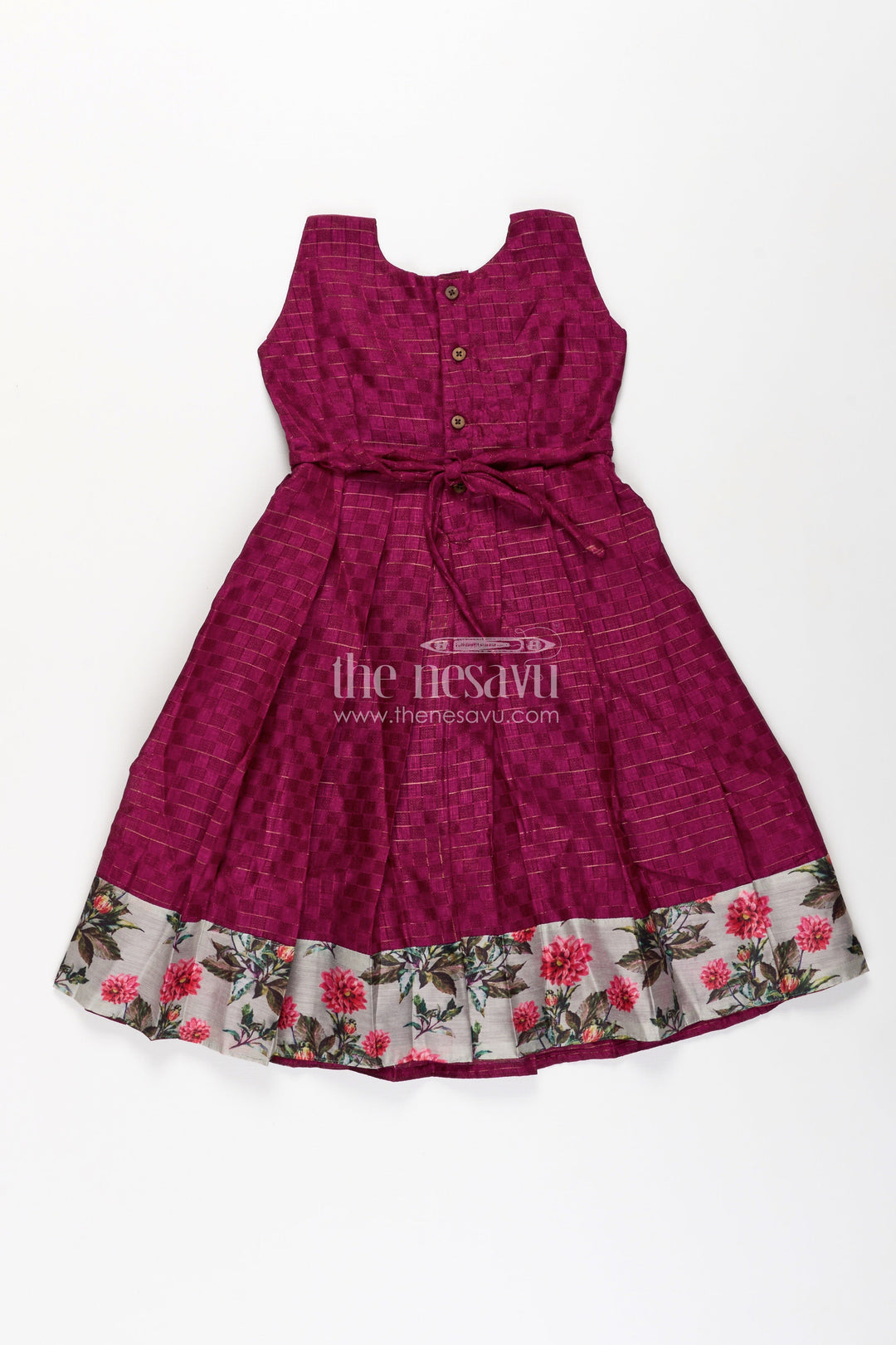 Girls Silk Cotton Gown with Floral Chanderi Overcoat in pink colour gown dress Style