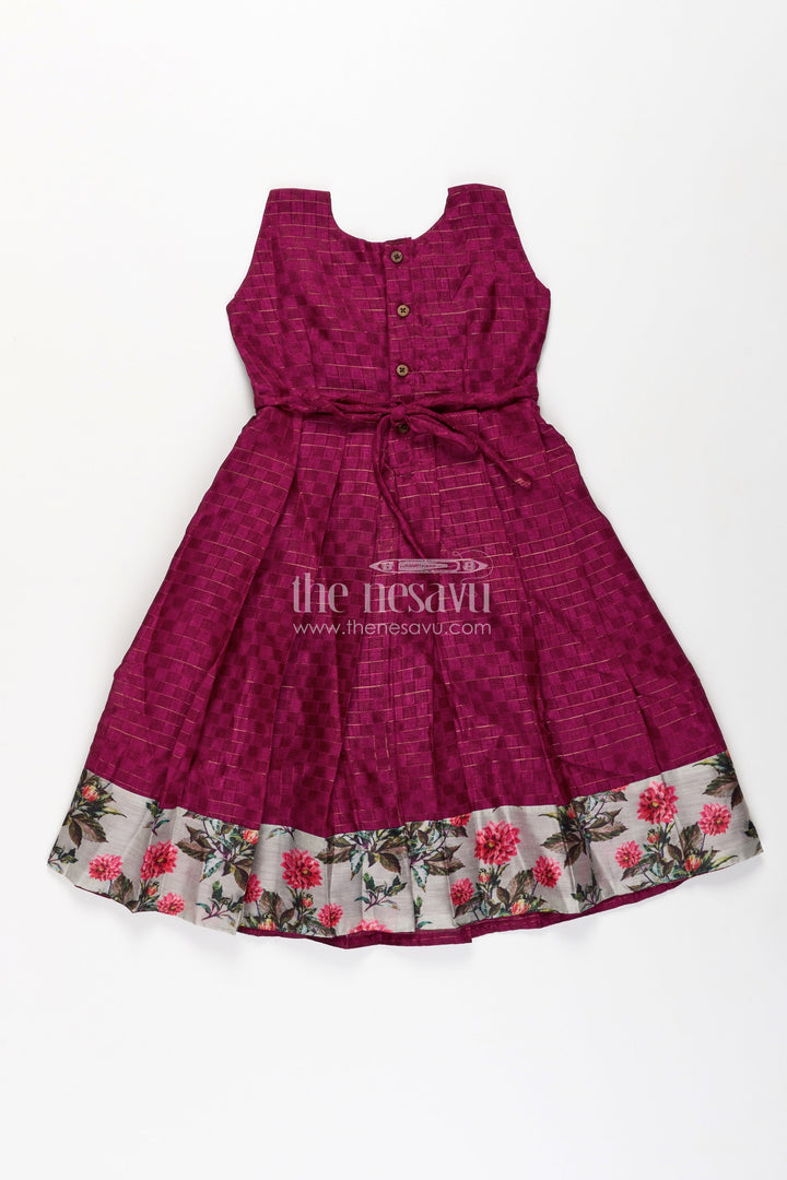 Girls Silk Cotton Gown with Floral Chanderi Overcoat in pink colour gown dress Style