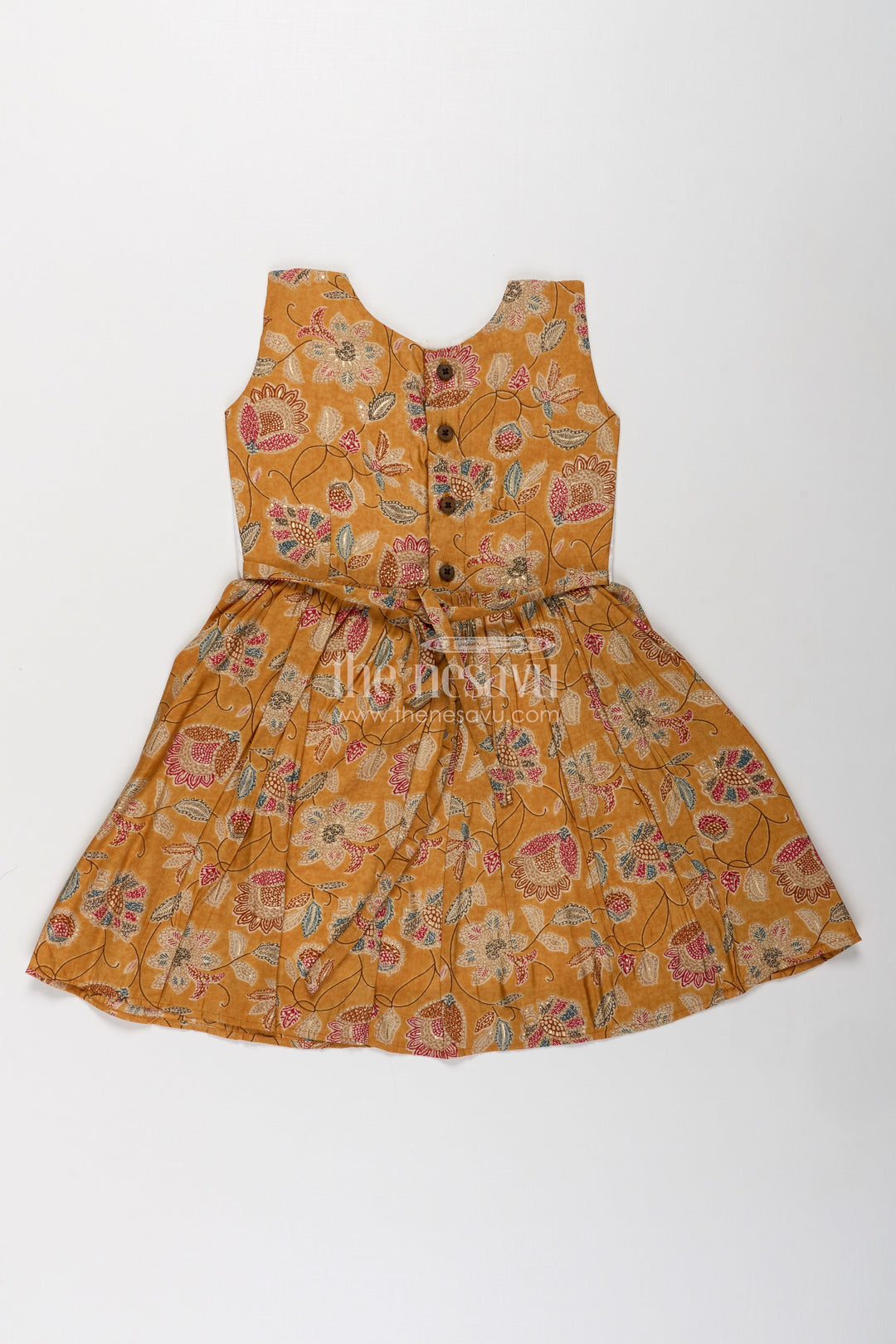 Girls Modal Silk Frock with Eyelet Yoke and Floral Skirt in printed frock design Style