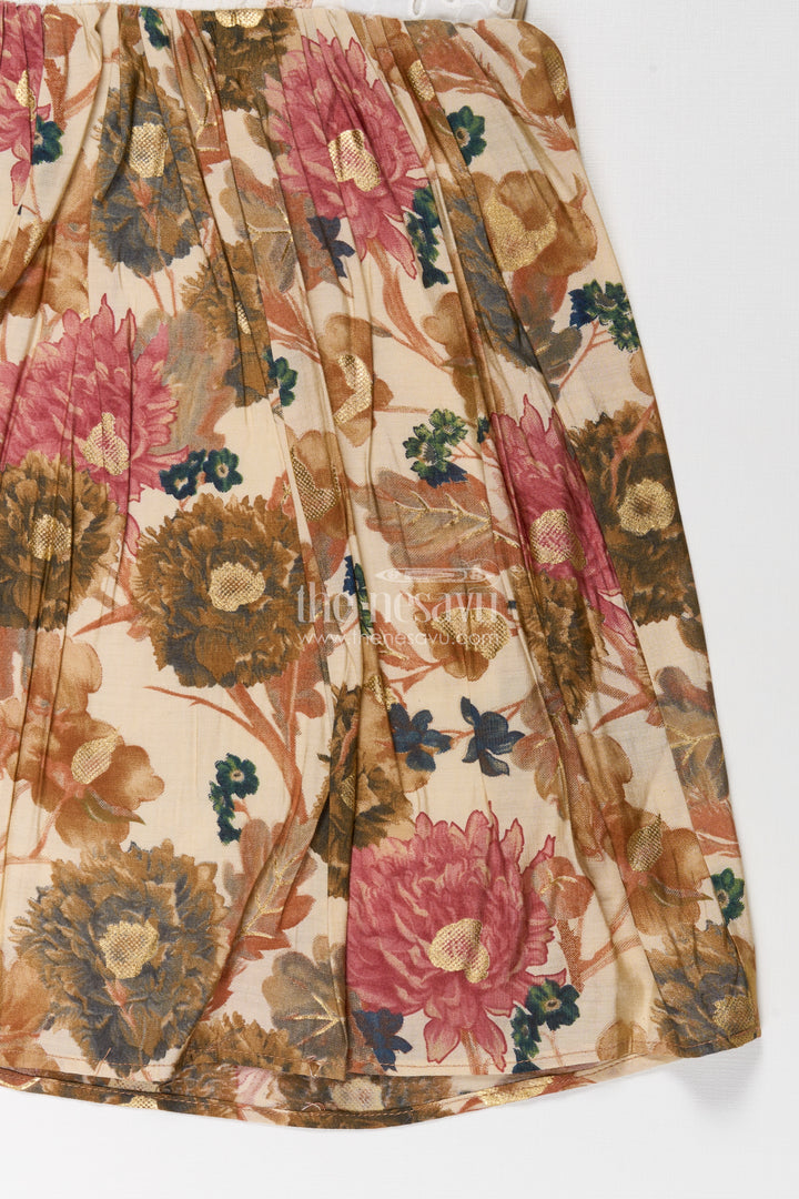 Girls Muslin Silk Fancy Frock with Gathered Floral Skirt and Pintuck Yoke in fancy frock ka design Style