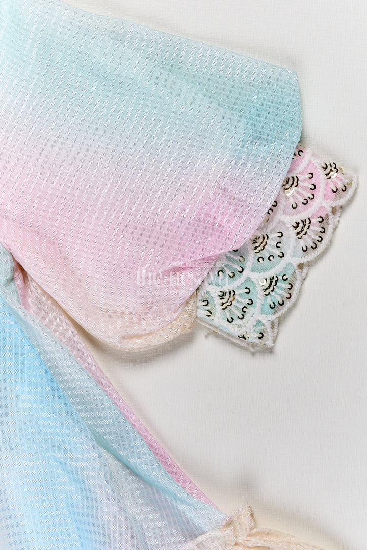 Girls Latest Organza Long Frocks in Pastel Rainbow Hues with Ruffle Hem and Beaded Collar