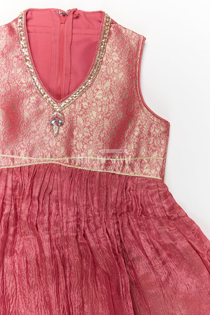 Pink Colour Sharara Set for Girls in Organza with Brocade Top Dupatta and Flared Bottoms