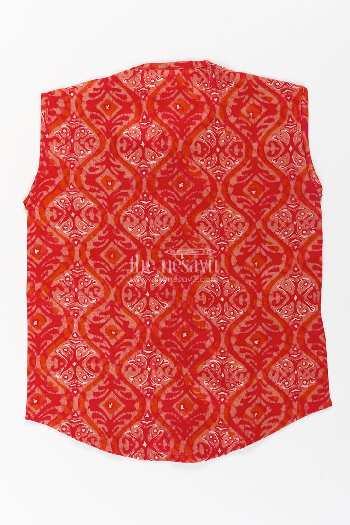 Baby Boys Pink Sleeveless Jabla Top in Soft Rayon Fabric for Everyday jhabla dress Style