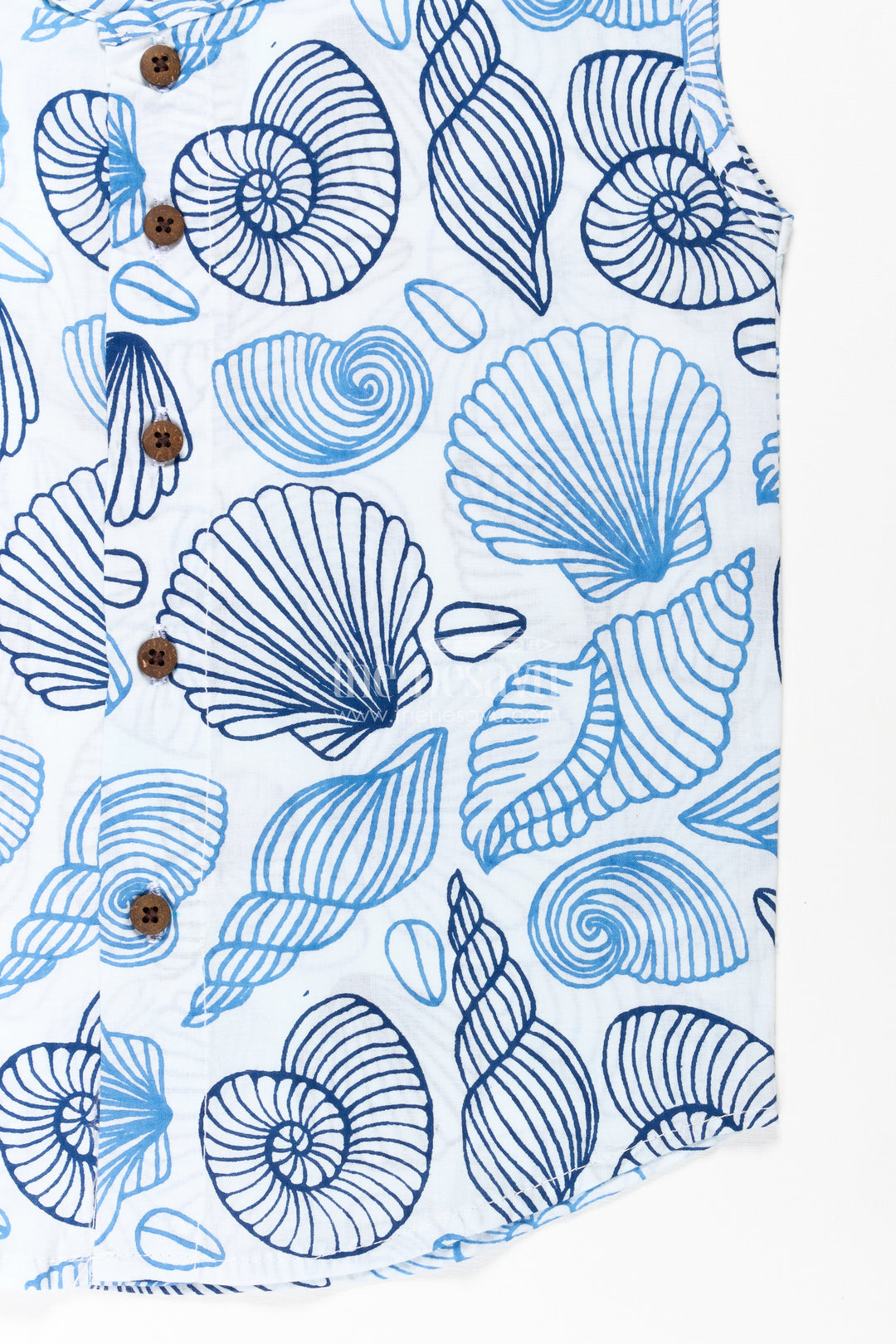 Baby Boys Cotton Jabla in Nautical Blue Shell Motif Print for Everyday jhabla for infants Style