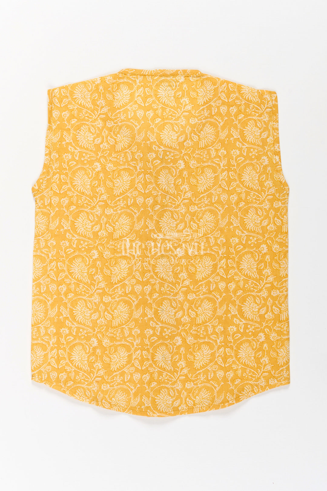 Baby Boys Yellow Cotton Jabla with Vine Pattern Digital Print in newborn jhabla Style