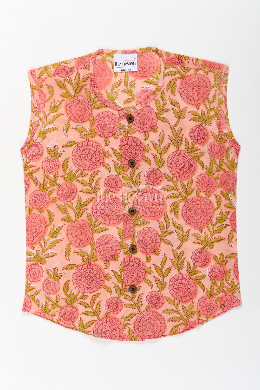 Baby Boys Cotton Jabla with Pink Floral Print on Peach for Daily Comfort in newborns jhabla online Style