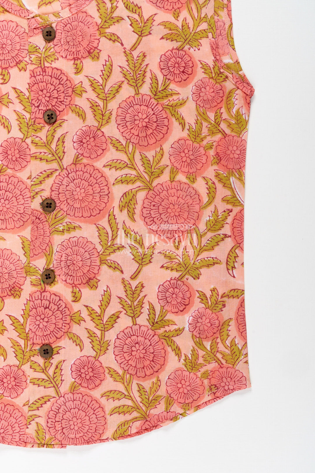 Baby Boys Cotton Jabla with Pink Floral Print on Peach for Daily Comfort in newborns jhabla online Style
