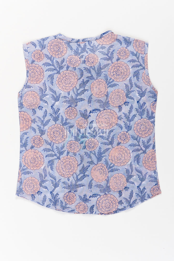 Baby Boys Cotton Jabla with Dusky Blue Base and Delicate Floral Digital Print in newborn jhabla online Style